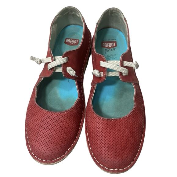 On Foot Shoes - On Foot Your Way Women’s Shoe Red Made In Spain 41 9.5 Comfort Artsy Slip On